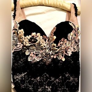 Vintage $400 Ema Savahl hand painted corset top w/swarovski crystals M Y2K